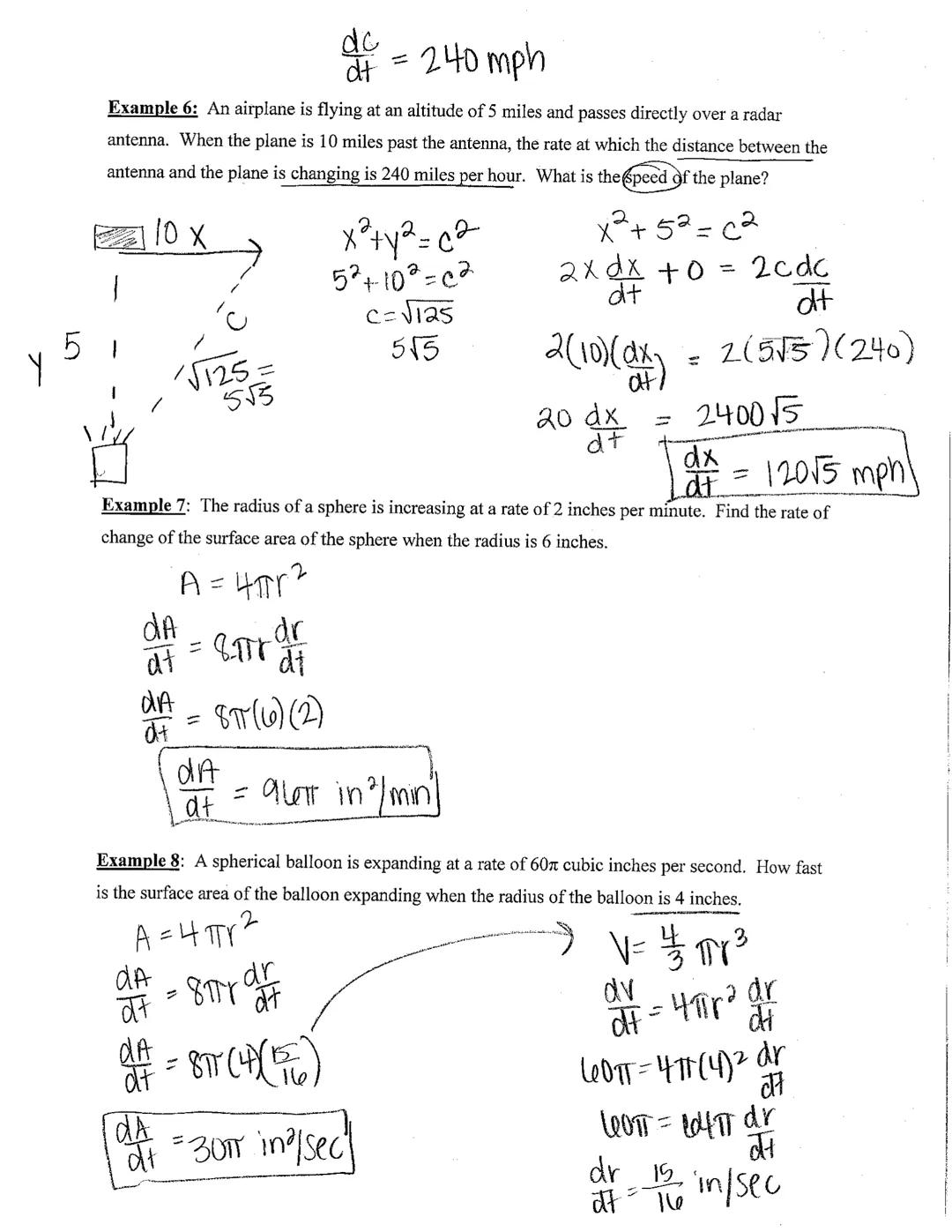 AP Calculus
Unit 4 - Applications of the Derivative - Part 1

Days 3 & 4 Notes: Related Rates

Implicitly differentiate the following formul