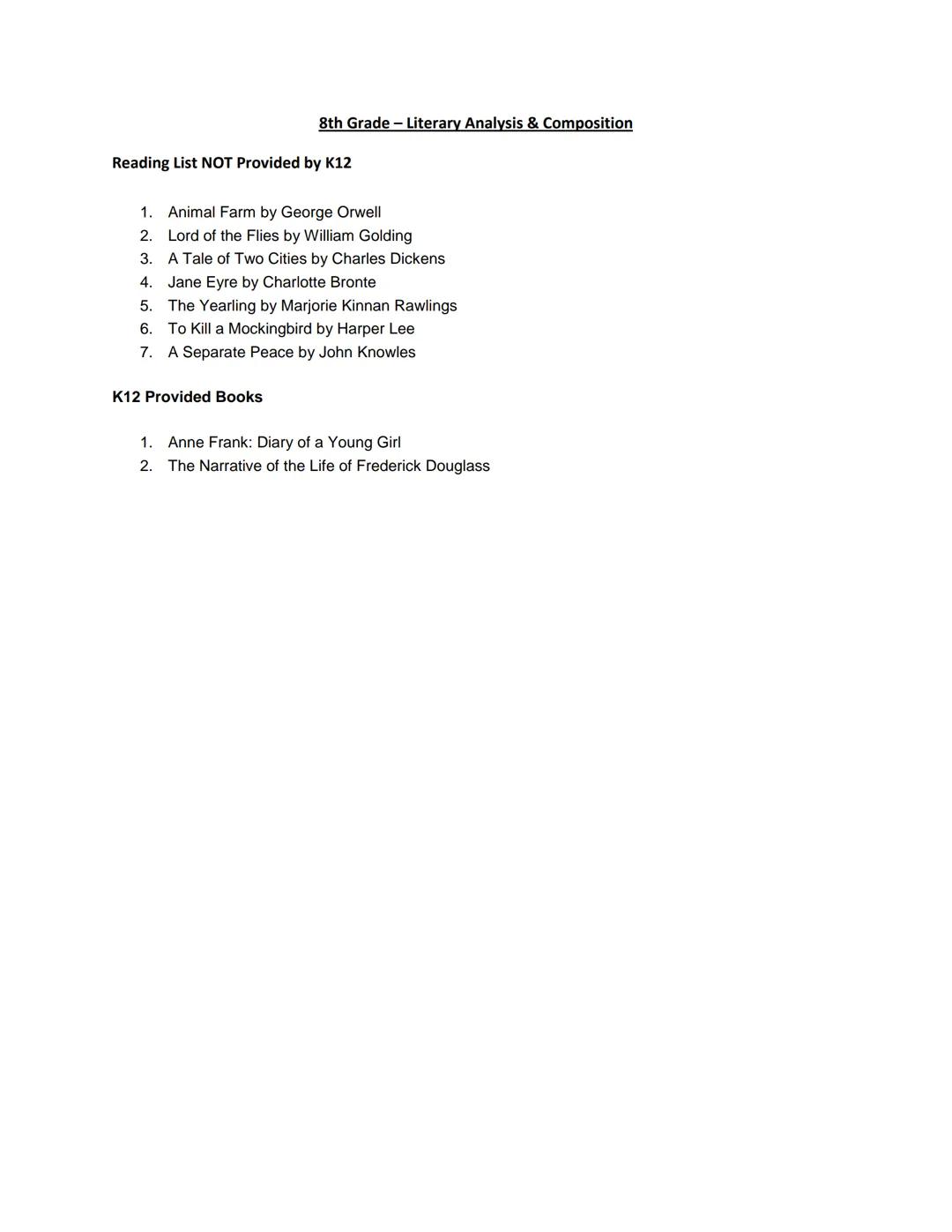 # Agora Cyber Charter School

Middle School

(Grades 6-8)

Reading Lists 6th Grade - English A

0700 L From the Mixed-up Files of Mrs. Basil