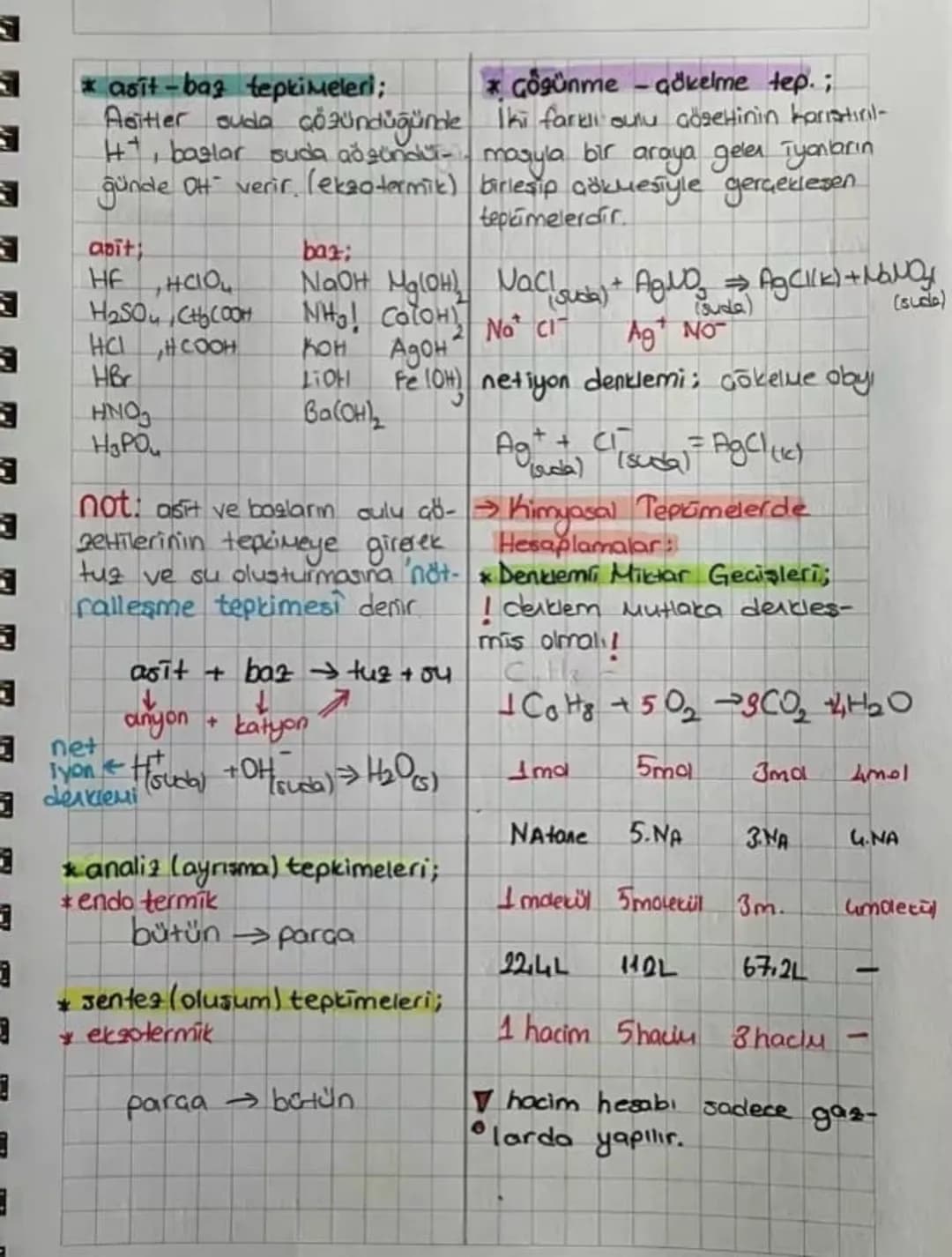 →himyasal tepkimeler:
$2H_2 + O_2 \rightarrow 2H_2O$
(g) (g) (g)
gireiler ürünler

* yanma tepkimeleri:
bir maddenin oksijen gası (02)
Ile t