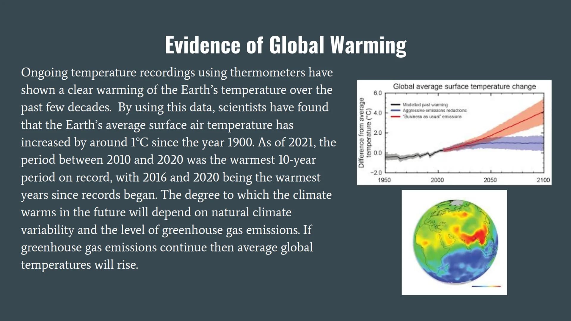 # Climate Change and Global Warming

The global climate has been changing since time began and will continue to change
into the future. The 