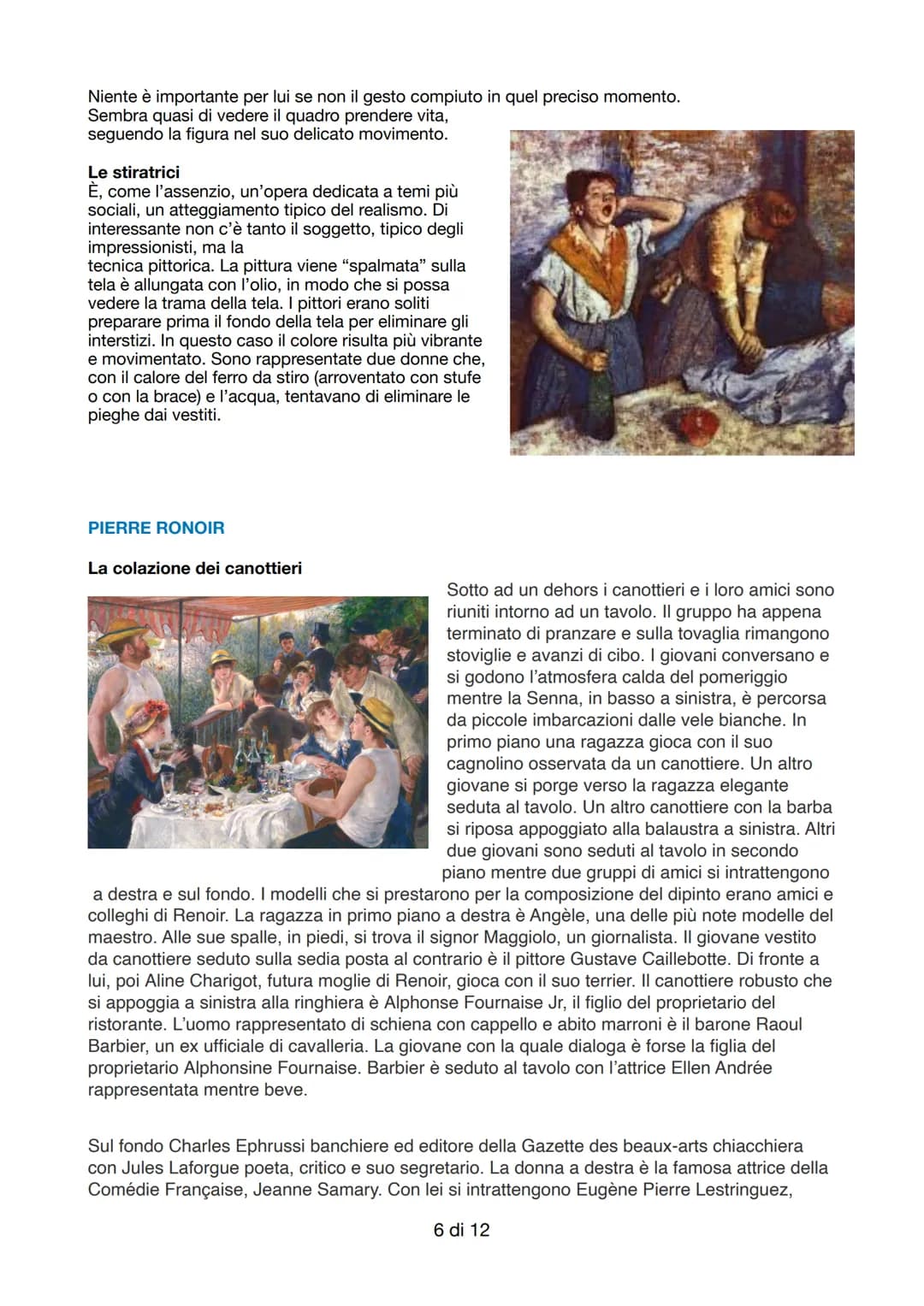 # L'IMPRESSIONISMO
L'impressionismo nasce in Francia, e fece della resa formale della percezione della vista della
proprio ricerca. Principa