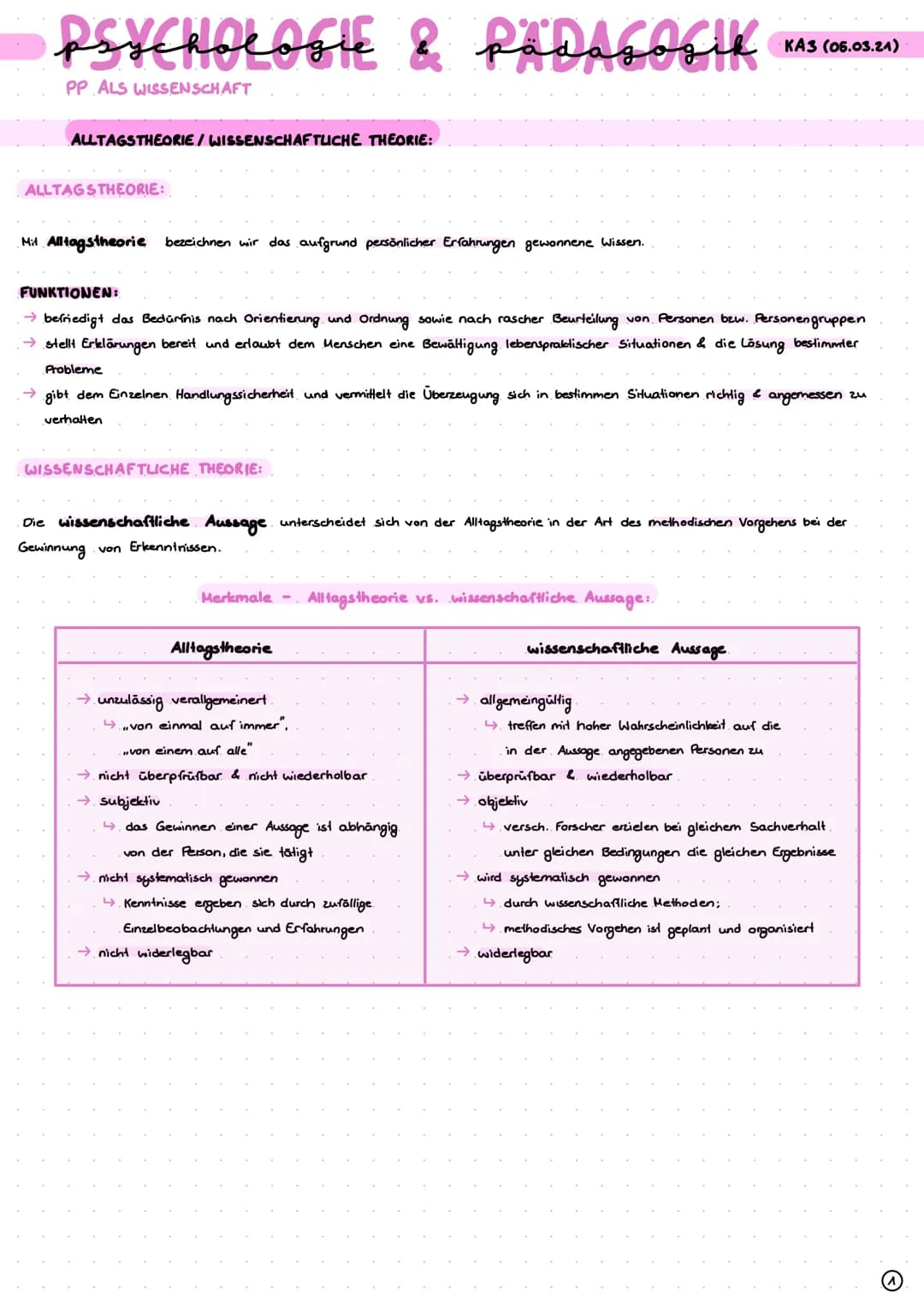 # psychologie & pädagogik KA3 (06.03.21)
PP. ALS WISSENSCHAFT

GEGENSTAND DER PSYCHOLOGIE:

Psychologie ist die Wissenschaft vom Verhalten u
