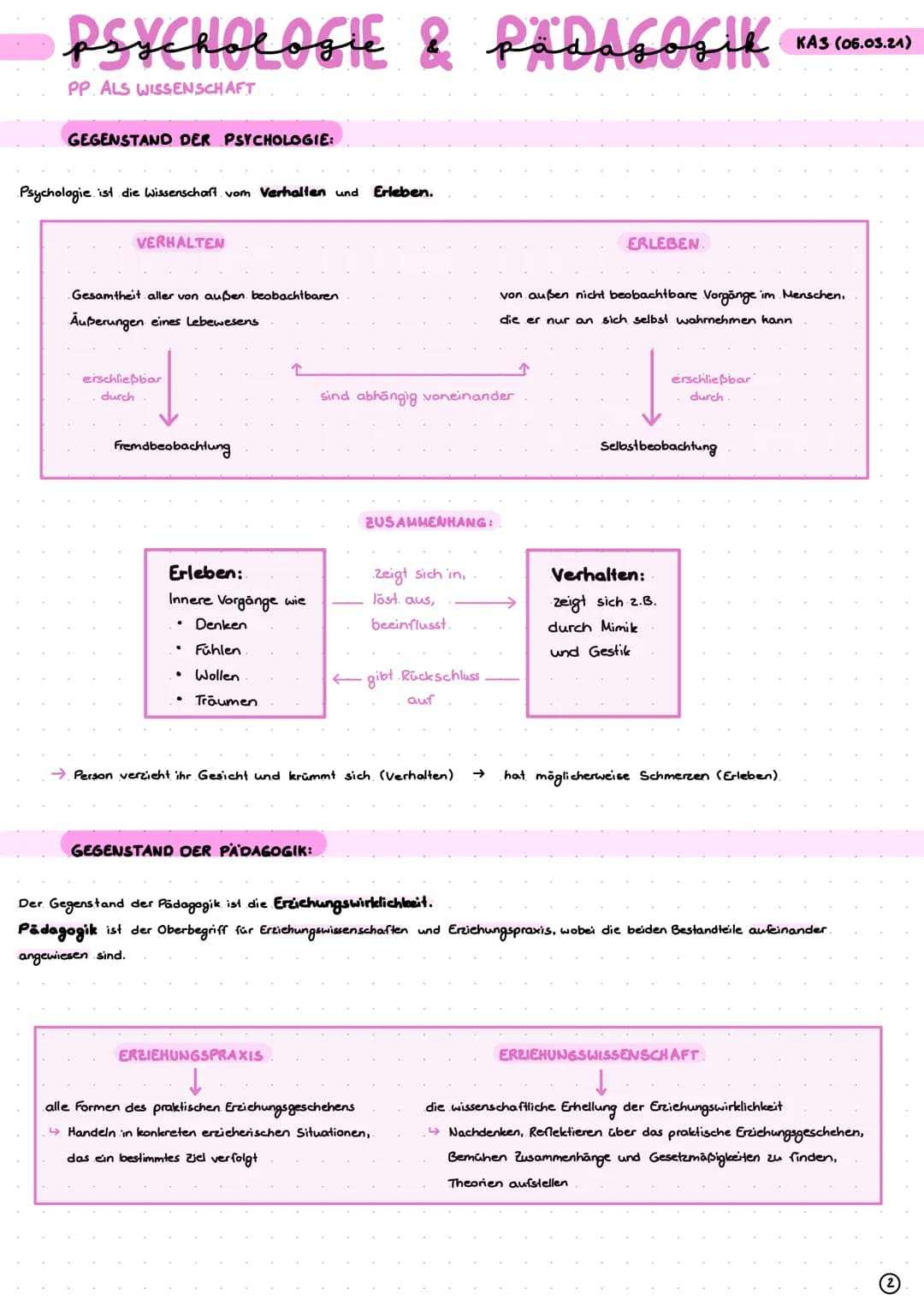 # psychologie & pädagogik KA3 (06.03.21)
PP. ALS WISSENSCHAFT

GEGENSTAND DER PSYCHOLOGIE:

Psychologie ist die Wissenschaft vom Verhalten u