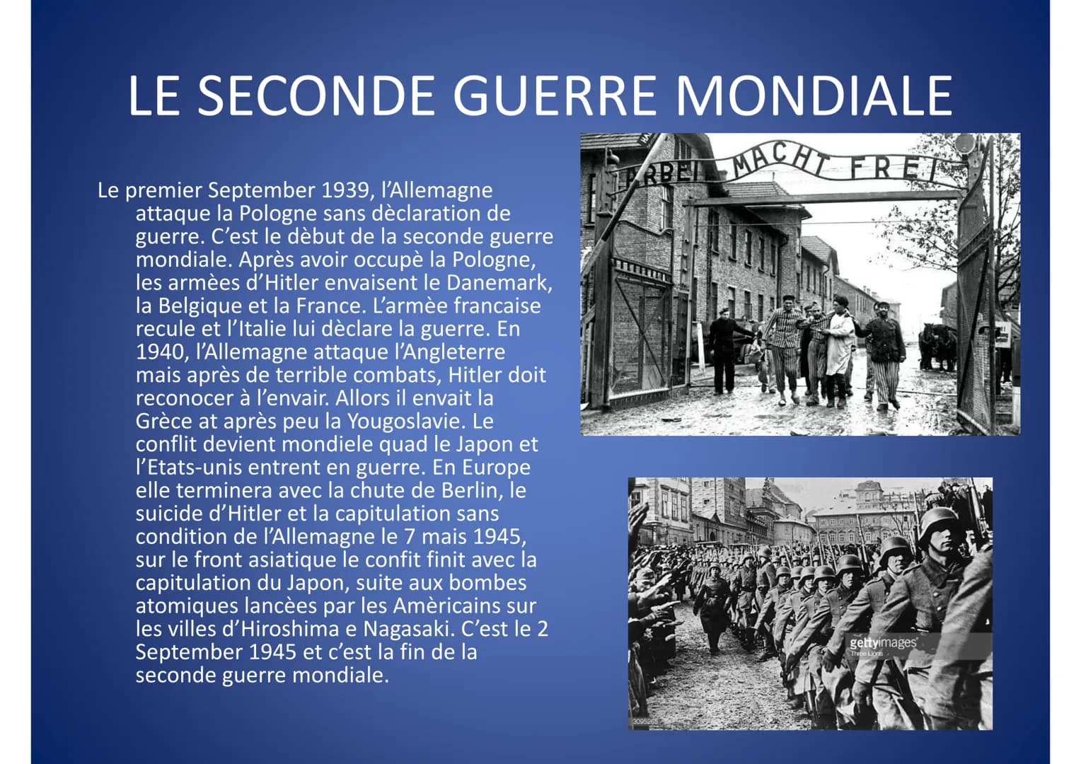 # LA SECONDA GUERRA

# MONDIALE

1939 - 1945 INDICE

• STORIA:La seconda guerra mondiale
• FRANCESE: La seconda guerre mondiale
• GEOGRAFIA: