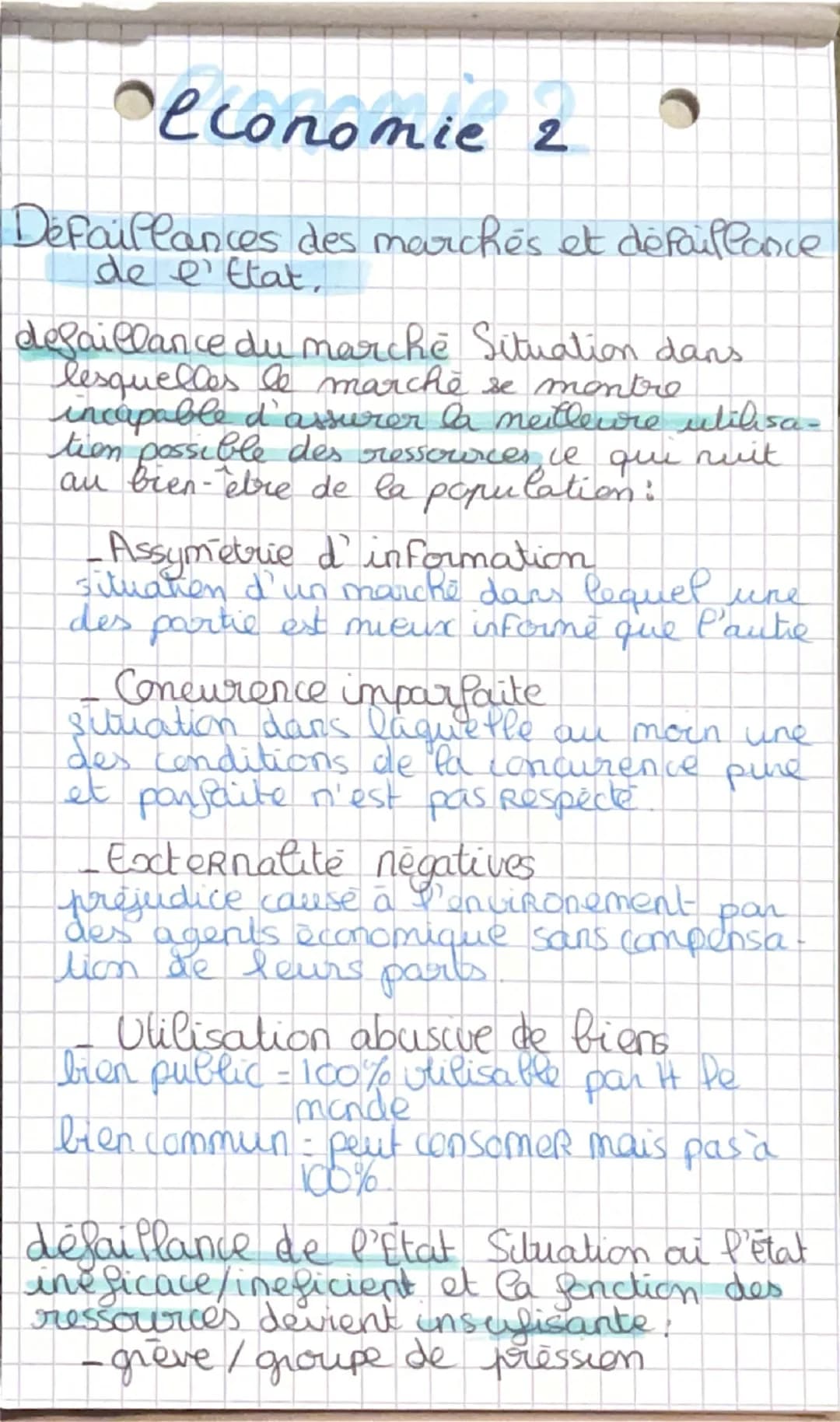 # economie 2

Défaillances des marchés et défaillance
de l'Etat,

defaillance du marché chè Situation dans
lesquelles le marche se montre
in
