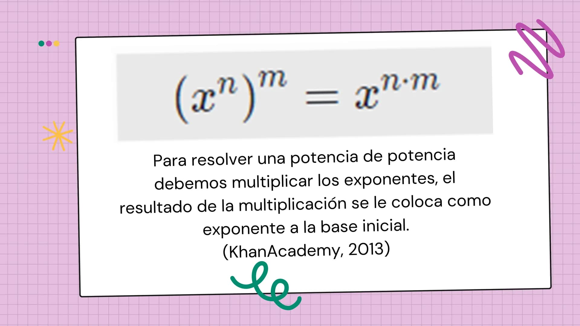 # PROPIEDADES

de los

EXPONENTES ÍNDICE >>

1 Producto de potencias

4 Potencia de un producto

2 Cociente de potencias

5 Potencia de un c