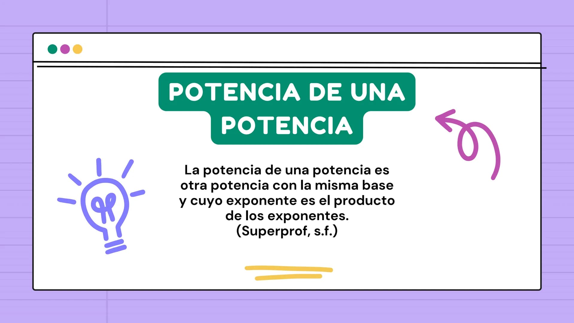 # PROPIEDADES

de los

EXPONENTES ÍNDICE >>

1 Producto de potencias

4 Potencia de un producto

2 Cociente de potencias

5 Potencia de un c