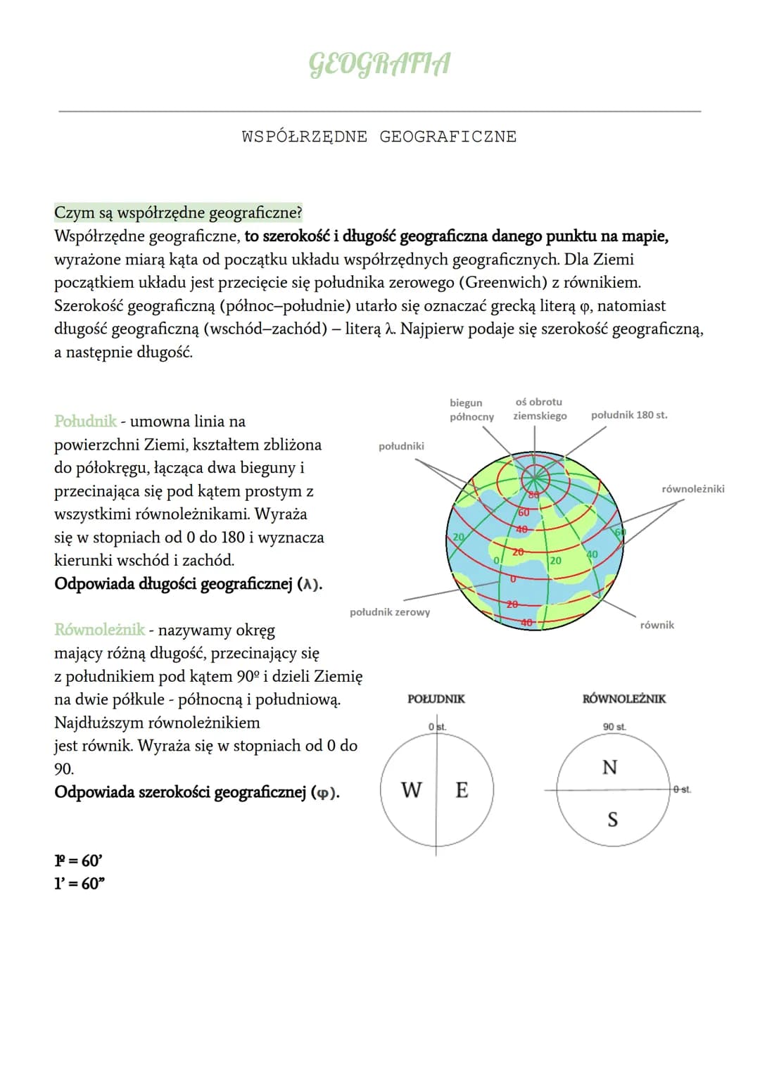 # GEOGRAFIA

## WSPÓŁRZĘDNE GEOGRAFICZNE

**Czym są współrzędne geograficzne?**
Współrzędne geograficzne, to szerokość i długość geograficzn