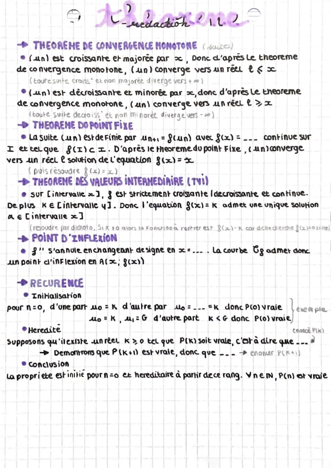 # redaction12

• THEOREME DE CONVERGENCE MONOTONE (suites)

•(un) est croissante et majorée par ox, Donc d'après Le theoreme
de convergence 