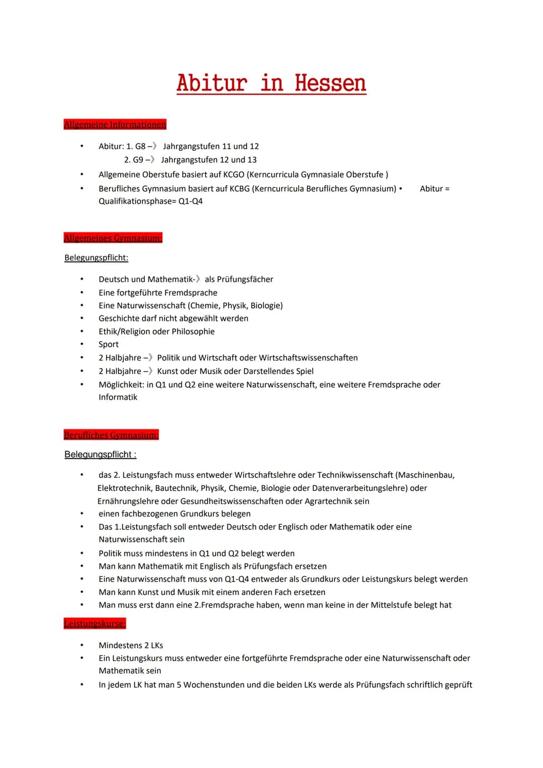 # Abitur in Hessen

emeine Informati

- Abitur: 1. G8-> Jahrgangstufen 11 und 12
- 2. G9- Jahrgangstufen 12 und 13
- Allgemeine Oberstufe ba
