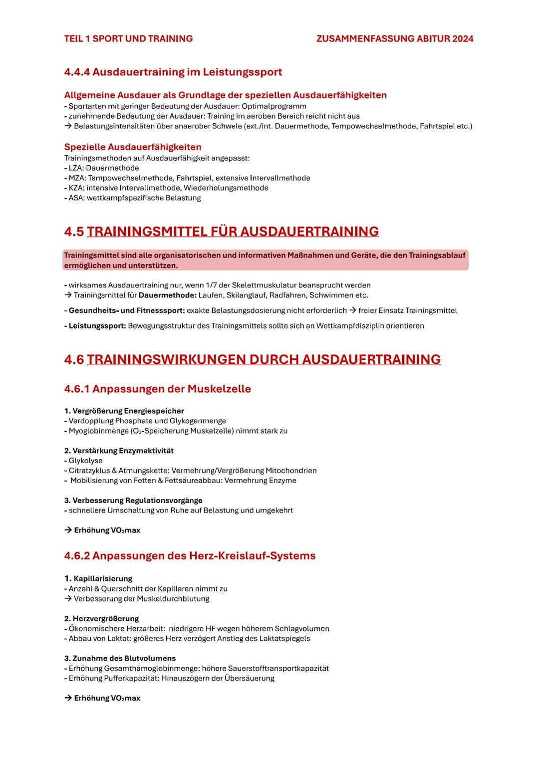TEIL 1 SPORT UND TRAINING
ZUSAMMENFASSUNG ABITUR 2024

# 4. AUSDAUER

Im Sport und auch allgemein versteht man unter Ausdauer die physische 