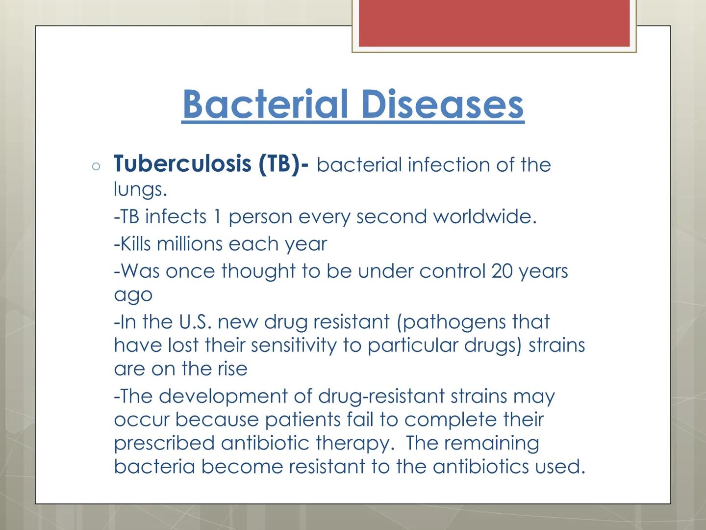 Infectious
Diseases
Chapters 15 and 16 Infectious Disease

*   Diseases caused and transmitted from person to
    person, by microorganisms 