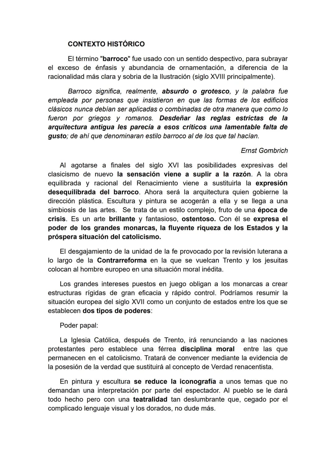 BARROCO # CONTEXTO HISTÓRICO

El término "barroco" fue usado con un sentido despectivo, para subrayar
el exceso de énfasis y abundancia de o