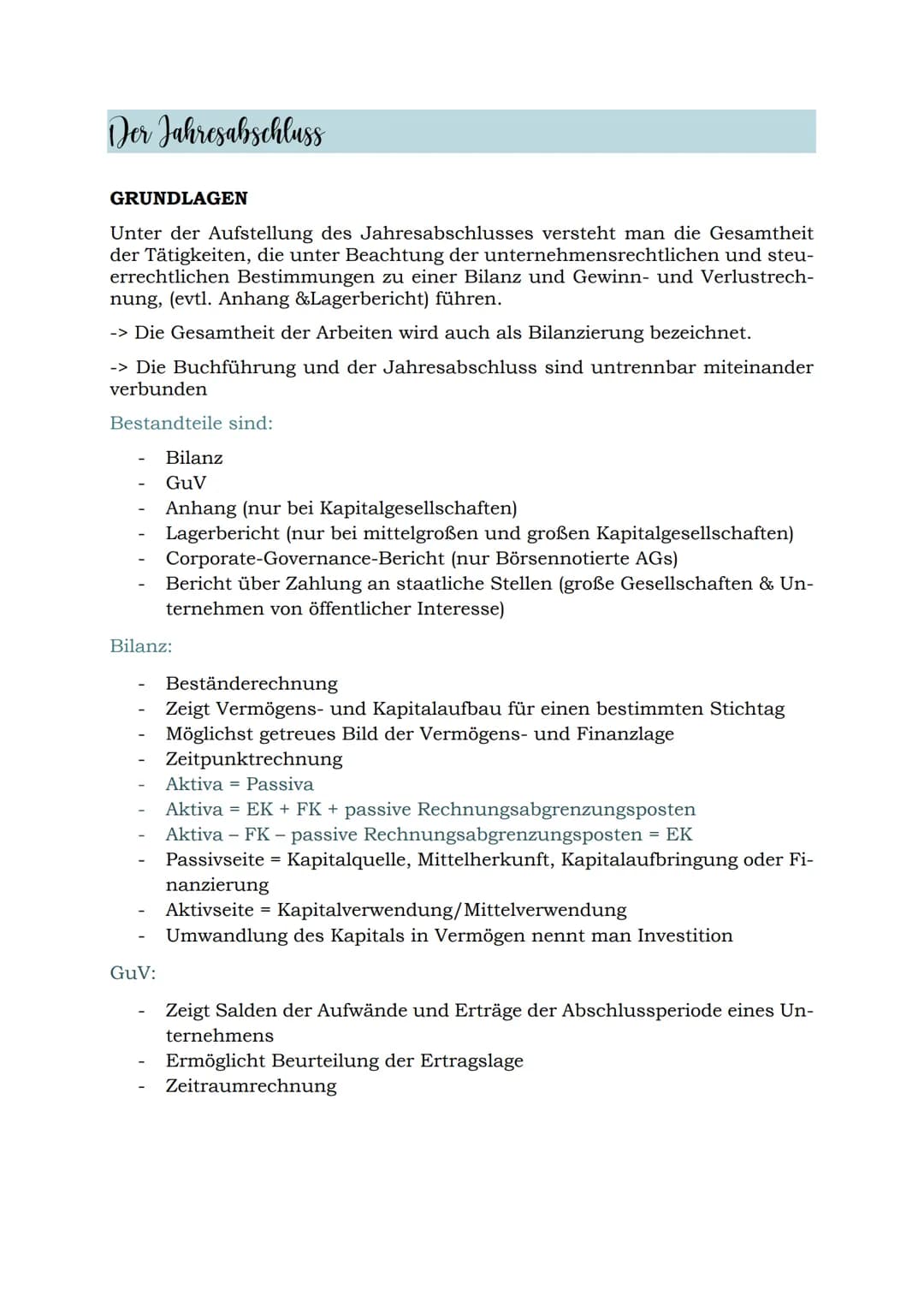 # Der Jahresabschluss

GRUNDLAGEN

Unter der Aufstellung des Jahresabschlusses versteht man die Gesamtheit
der Tätigkeiten, die unter Beacht