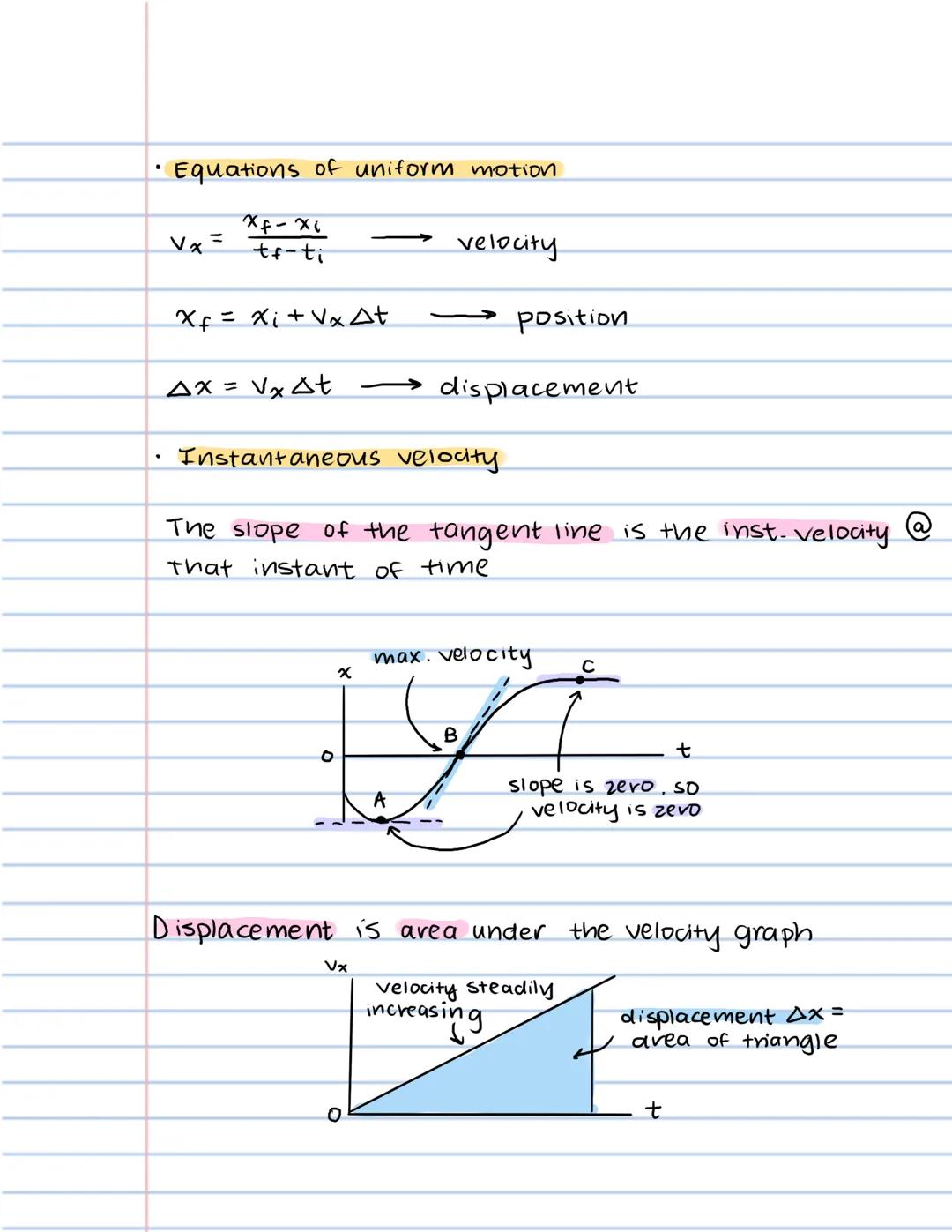 Motion in One Dimension
Describing motion
•sign conventions for velocity:

$V_x > 0$
motion to the
right

$V_y >D$
motion up

$V_x <0$
motio