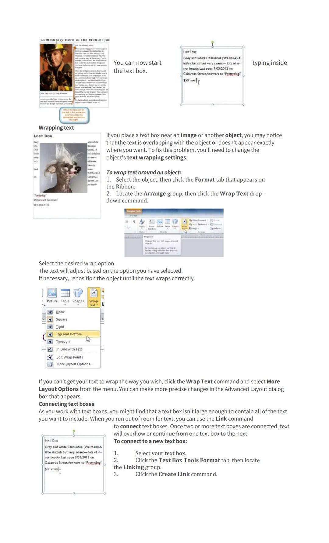 # WORKING WITH TEXT

At the end of this lesson, the student will be able to:
1. Work with text boxes, and learn some of the special commands