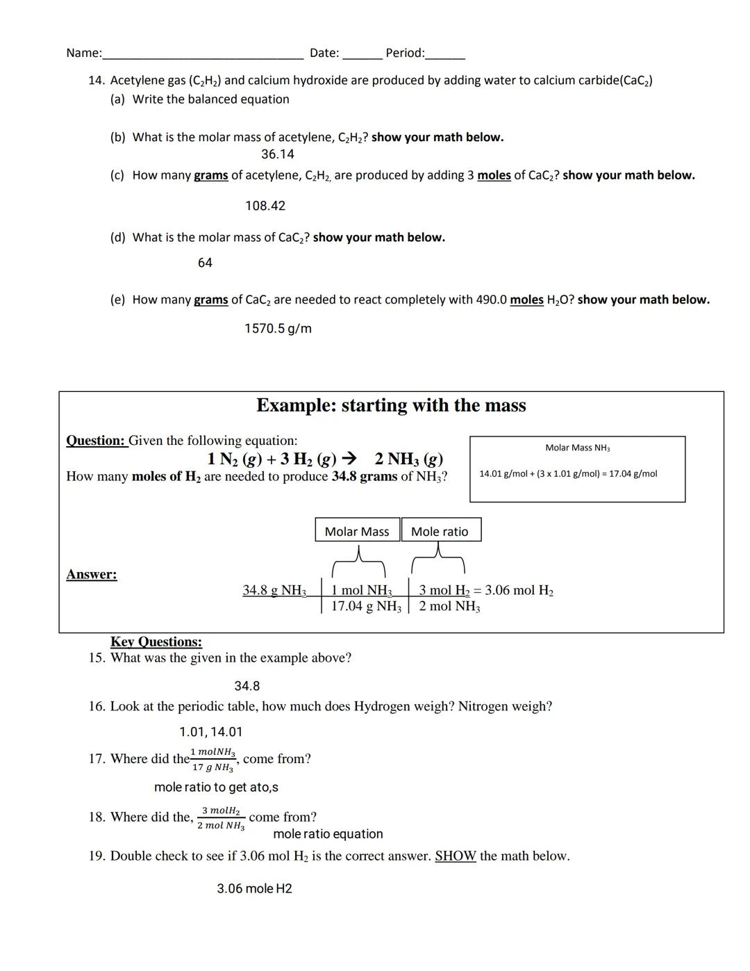 Name: _______________ Date: _______________ Period: _______________

# POGIL- Stoichiometry

## How do chemists use balanced chemical equati