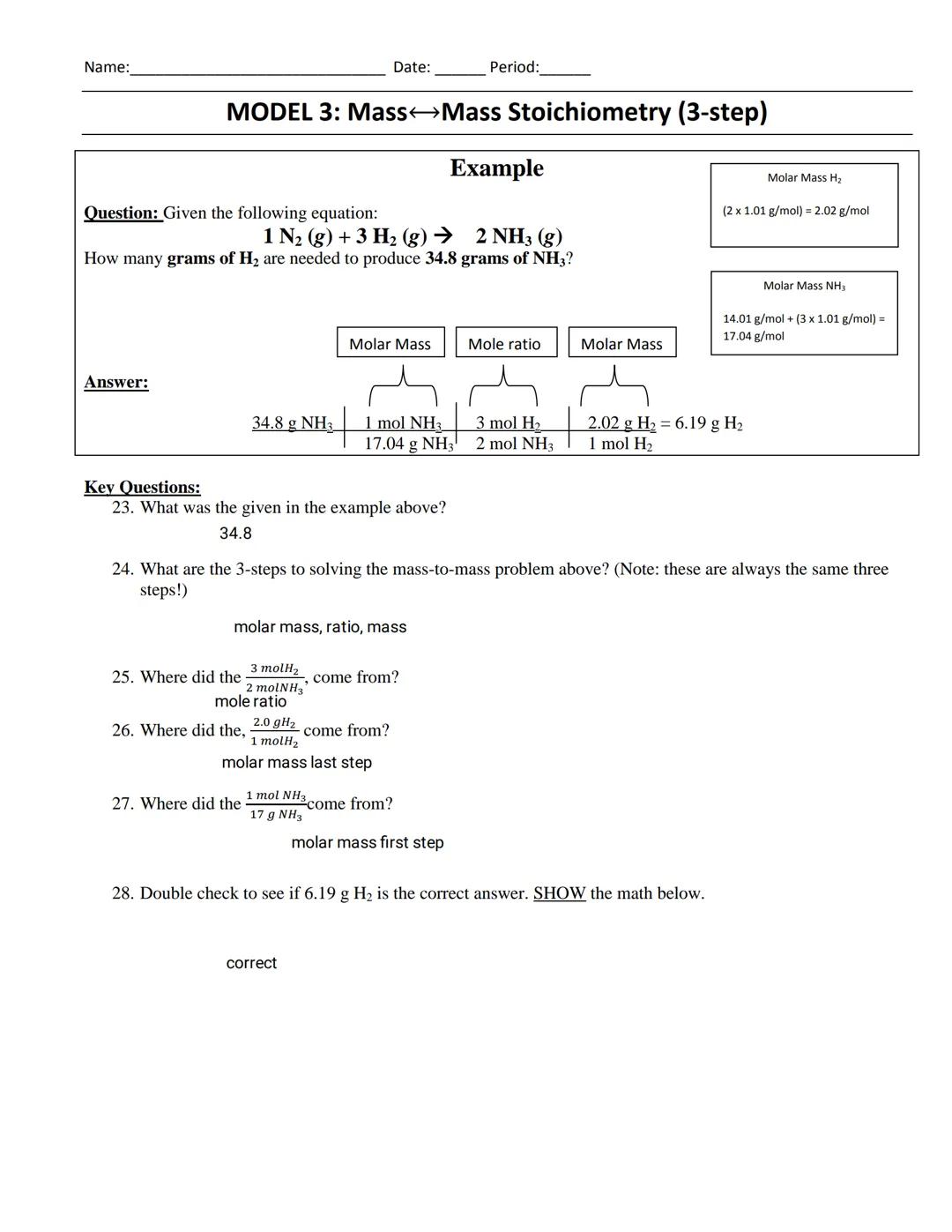 Name: _______________ Date: _______________ Period: _______________

# POGIL- Stoichiometry

## How do chemists use balanced chemical equati