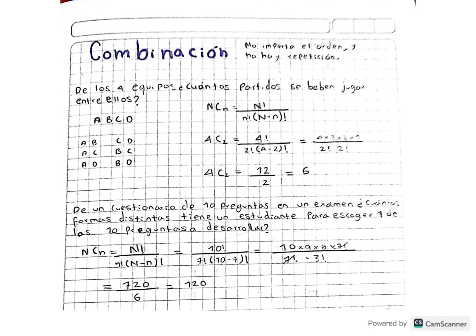 10.9.3 x 3x2 = 18 menús distintos

b. 3x2 = 6 menús distintos so entrada.

1 1-0 5-22

# Permutaciones

Importa el orden pero no hay repetic
