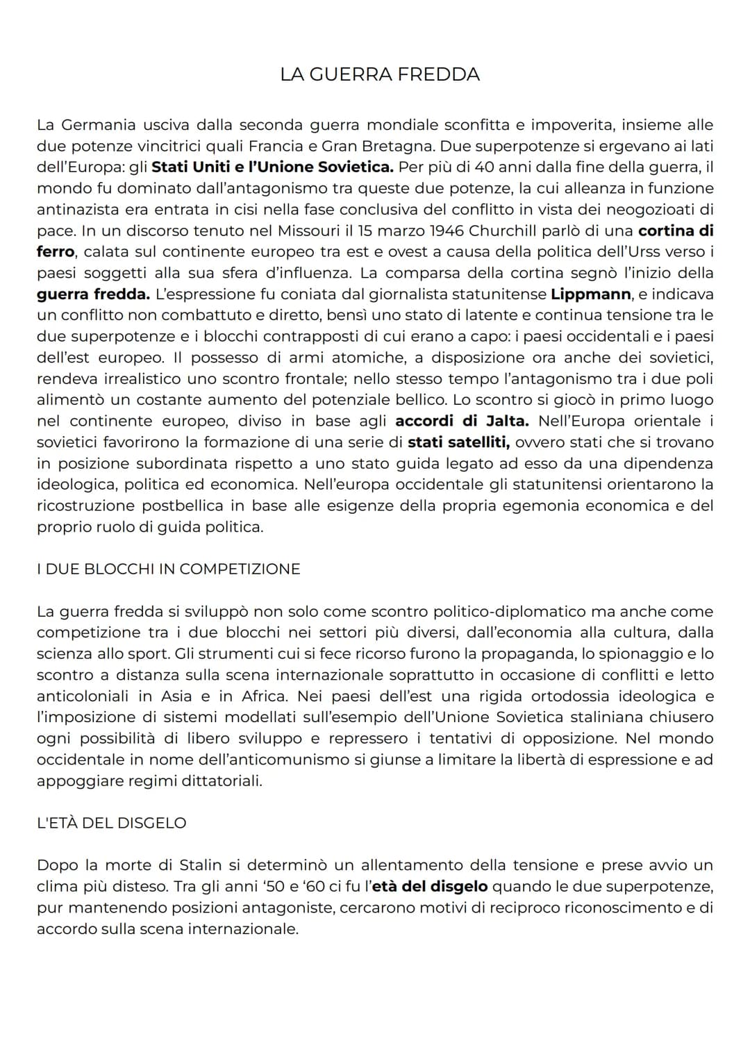 # LA GUERRA FREDDA

La Germania usciva dalla seconda guerra mondiale sconfitta e impoverita, insieme alle
due potenze vincitrici quali Franc