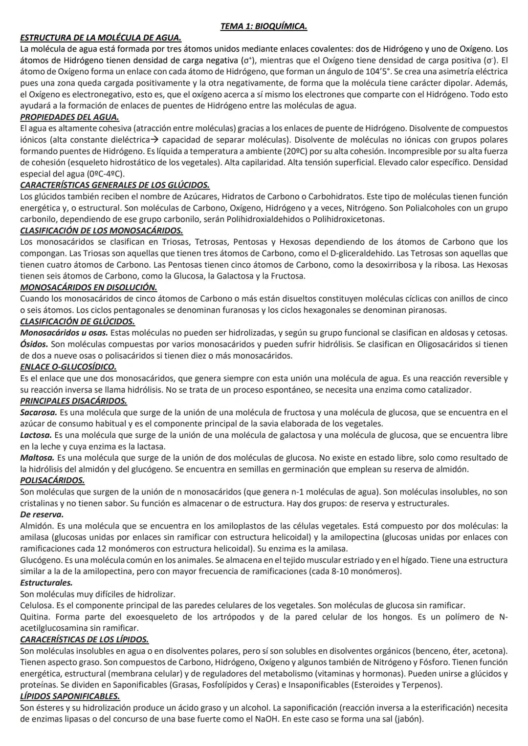 TEMA 1: BIOQUÍMICA.

ESTRUCTURA DE LA MOLÉCULA DE AGUA.
La molécula de agua está formada por tres átomos unidos mediante enlaces covalentes: