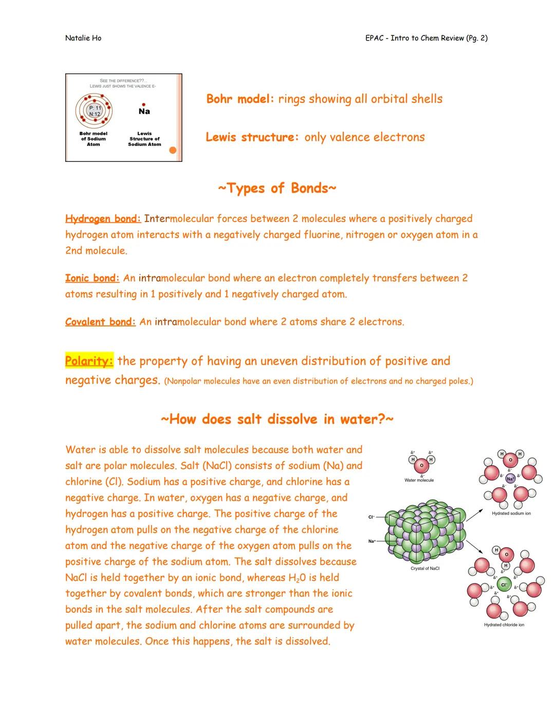 Natalie Ho
EPAC - Intro to Chem Review (Pg. 1)

Matter: anything that has mass and occupies space. (solids, liquids, gasses)

Atom: the most
