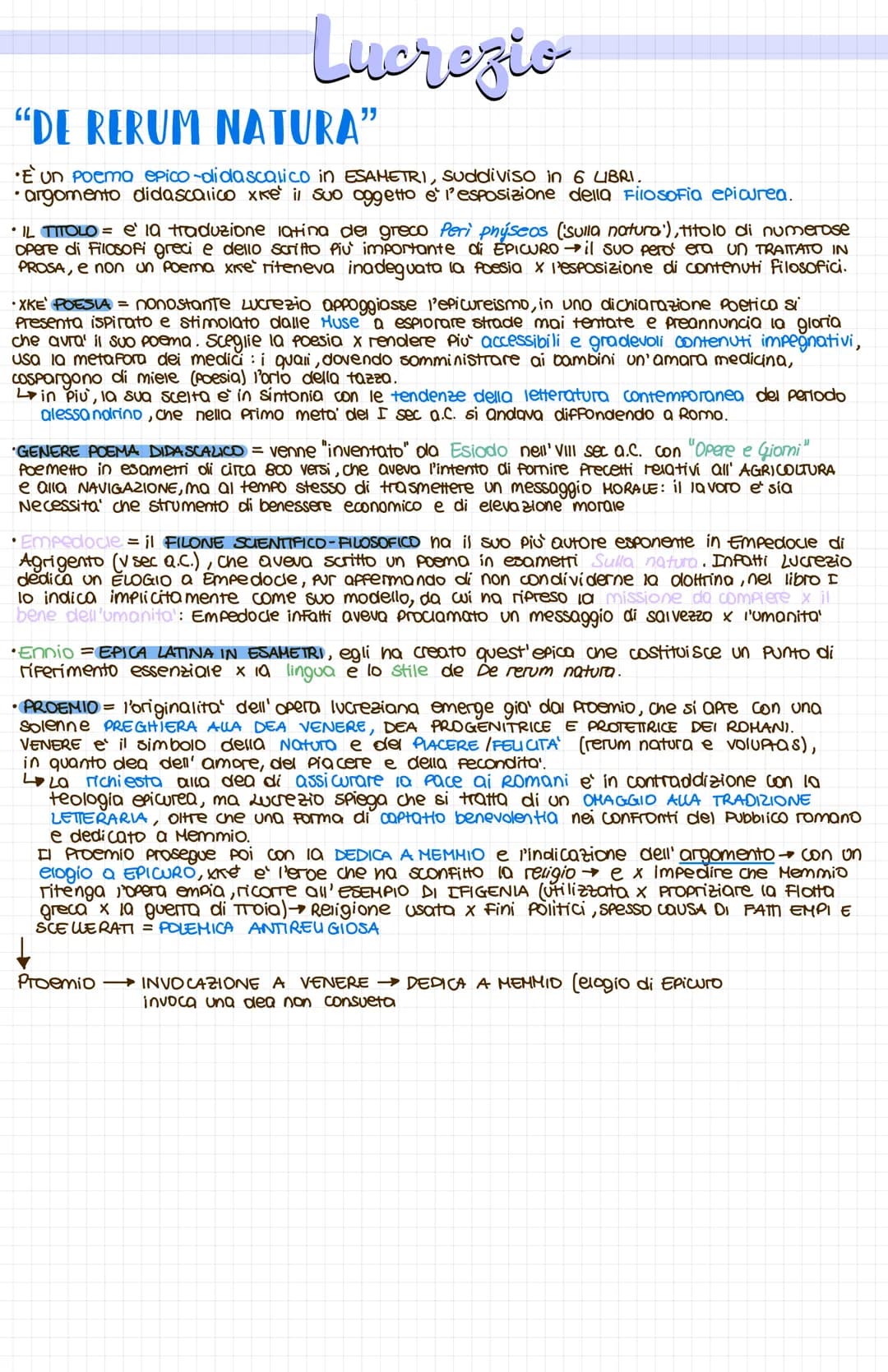 # Lucrezio

LA VITA.

•Non sappiamo quasi nulla della vita di Lucrezio, la testimonianza + importante e quella di
S. Gerolamo nascita di L. 
