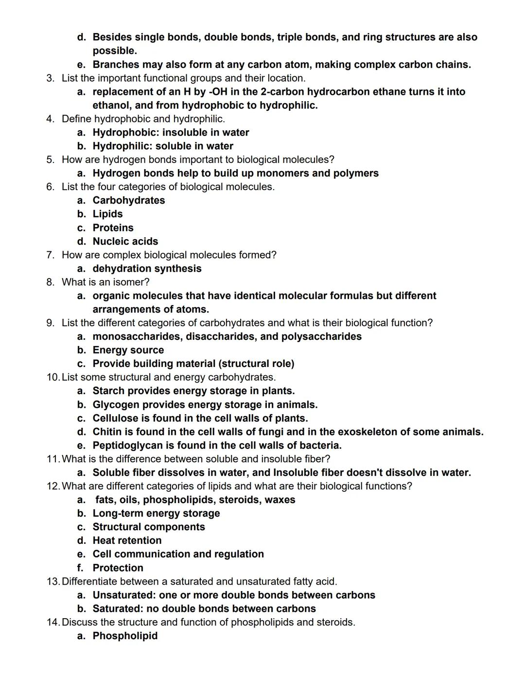 BIOL 1406 CH 3 Organic Molecules Outline

Can you answer the following?

Organic Molecules

• Explain how the properties of carbon enable it