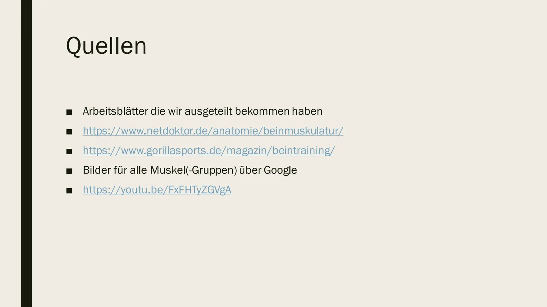 # BEINMUSKULATUR

PowerPoint Inhalt

- Was ist eine Beinmuskulatur
  - Welche Funktion hat sie
- Beinmuskulatur im Alltag
  - Wie wichtig is