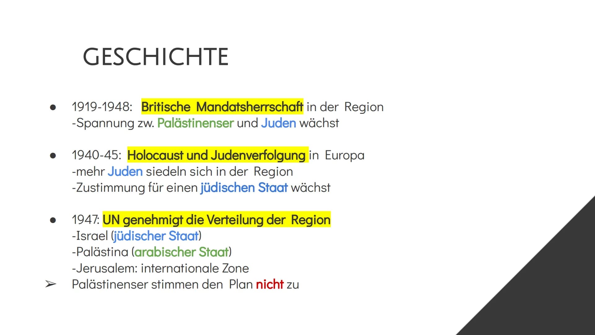 M2 M6 M3

M4 # NAHOSTKONFLIKT

Israel und Palästina INHALT

01 GESCHICHTE
Entstehung des Konflikts

02 KONFLIKT SEIT 1948
Streitpunkte, aktu