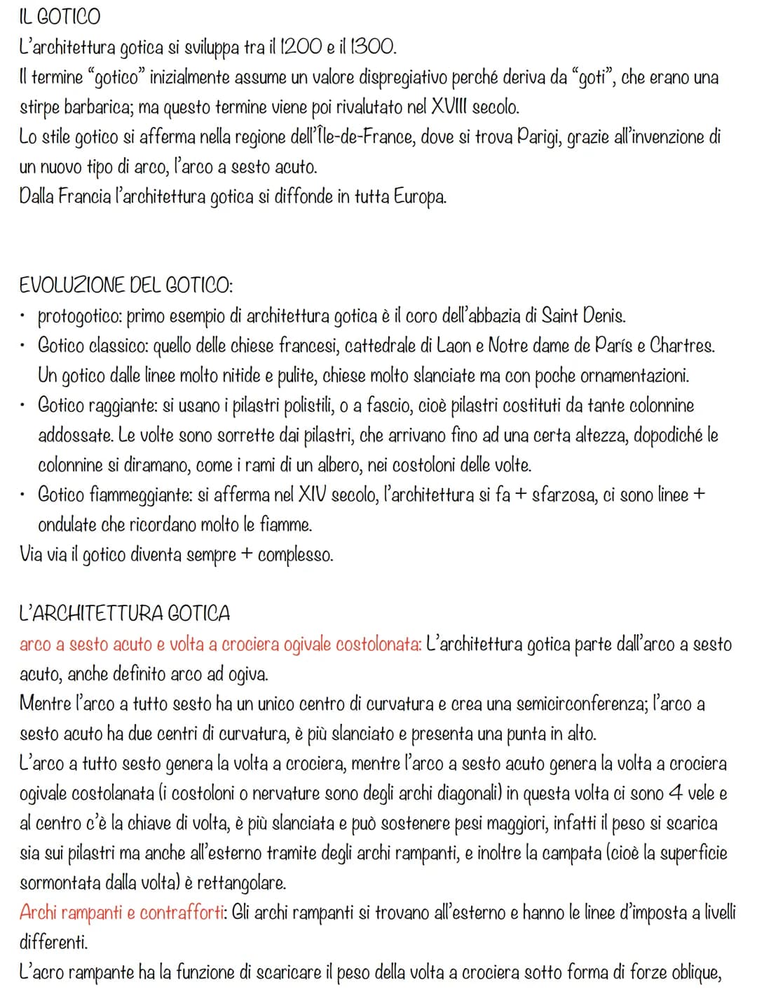 # IL GOTICO

L'architettura gotica si sviluppa tra il 1200 e il 1300.

Il termine "gotico" inizialmente assume un valore dispregiativo perch