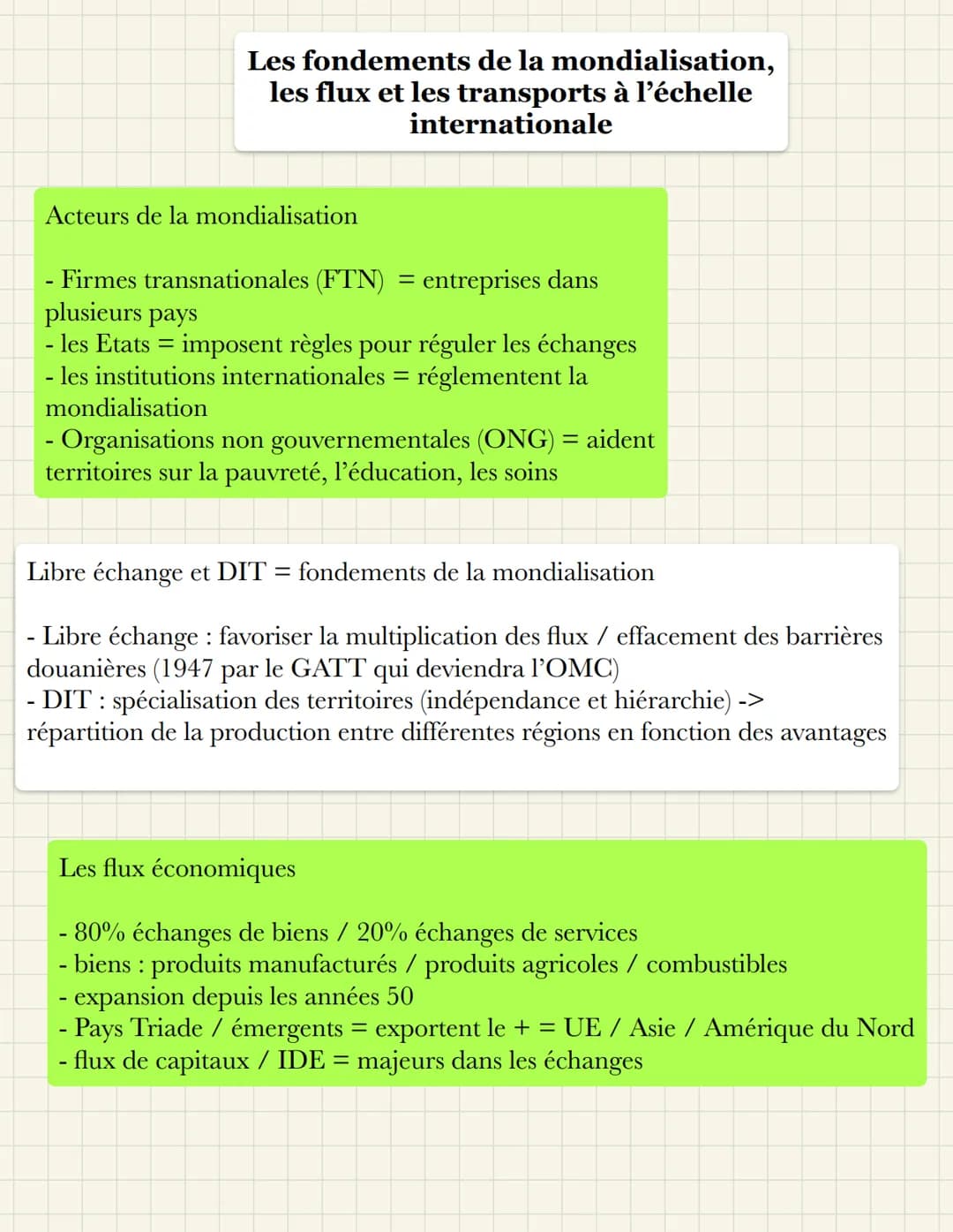 # Les fondements de la mondialisation,
les flux et les transports à l'échelle
internationale

Acteurs de la mondialisation

- Firmes transna
