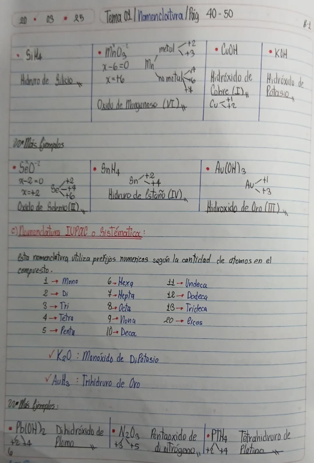 1103
25
Tema 01 Momenclatura 1 lág 40-50
8-1

Nomenclatura Inorgánica
Conjunto de reglas empleadas para asignarle un nombre y una fórmular a