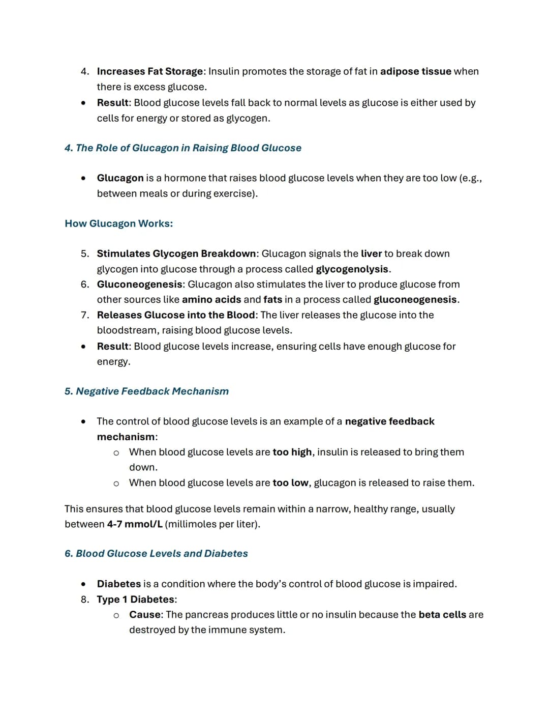 GCSE Biology Notes on Control of Blood Glucose

1. What is Blood Glucose Regulation?

- Blood glucose regulation is the process by which the