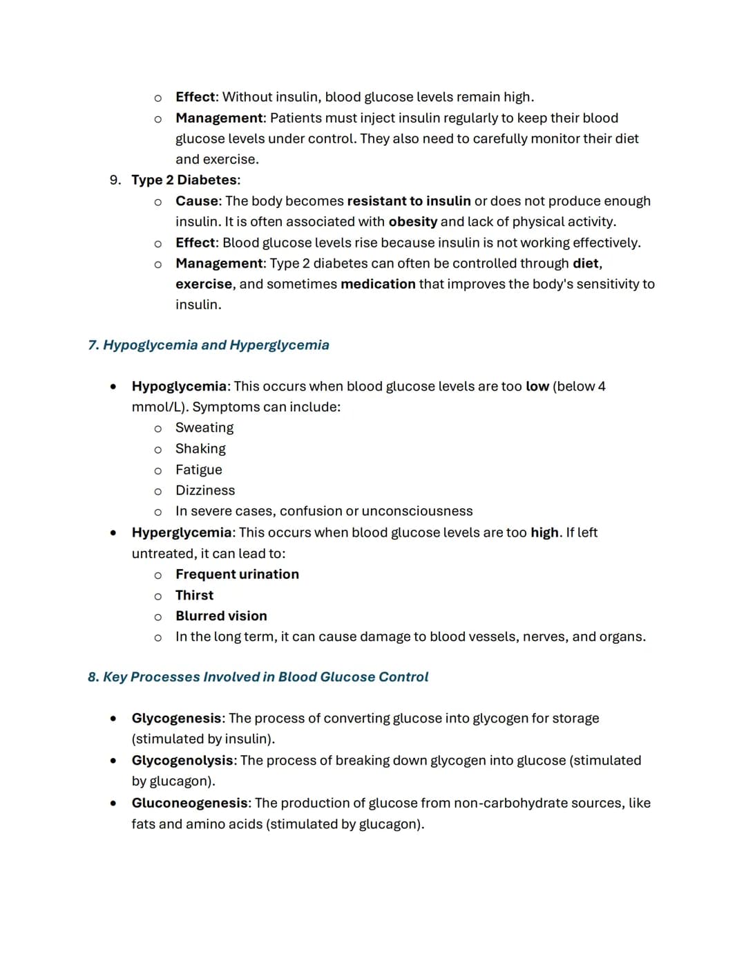 GCSE Biology Notes on Control of Blood Glucose

1. What is Blood Glucose Regulation?

- Blood glucose regulation is the process by which the