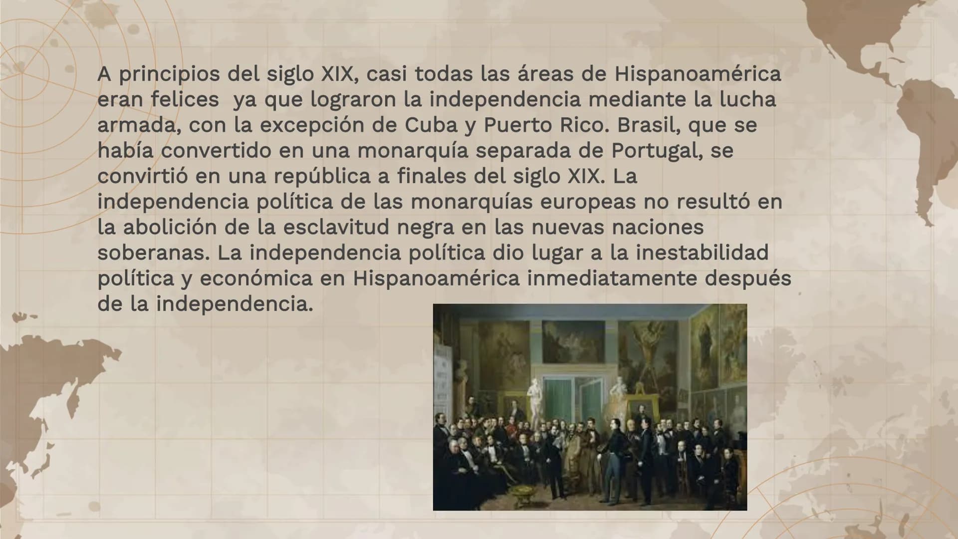 # Acontecimientos

# políticos de

# américa en el

# siglo XIX A principios del siglo XIX, casi todas las áreas de Hispanoamérica
eran feli