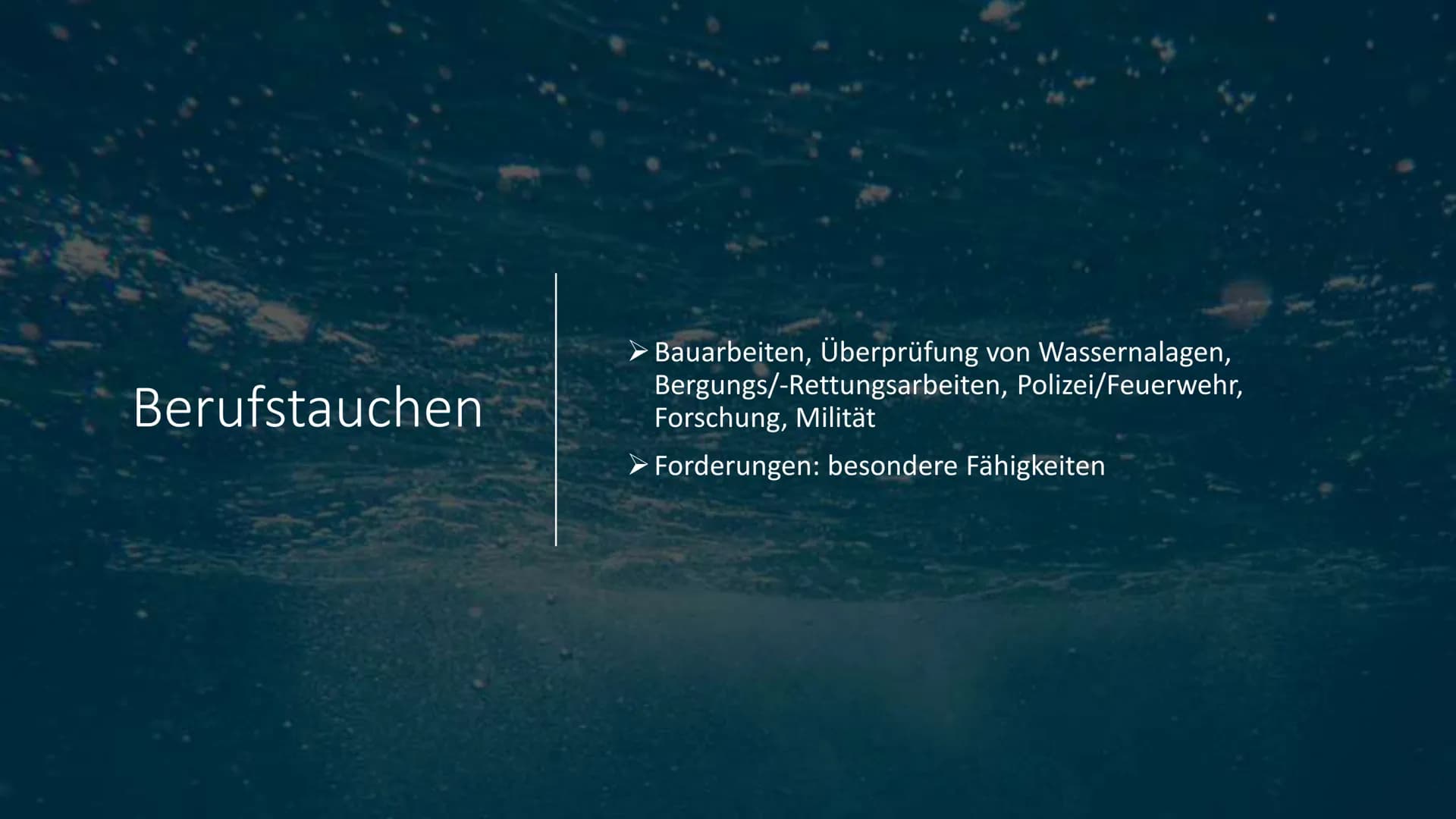 # Tauchen Inhaltsverzeichnis

• Geschichte des Tauchens
• Verschiedene Arten des Tauchens
• Ausrüstung und Ausbildung
• Ziele und Gründe des