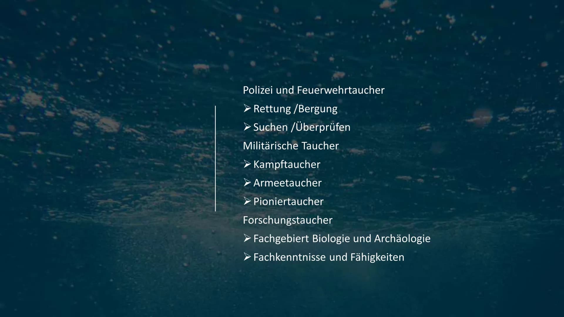 # Tauchen Inhaltsverzeichnis

• Geschichte des Tauchens
• Verschiedene Arten des Tauchens
• Ausrüstung und Ausbildung
• Ziele und Gründe des