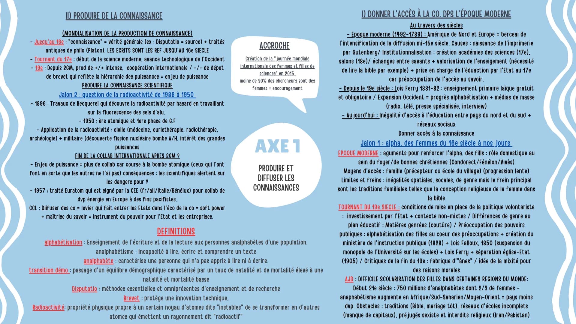 II) PRODUIRE DE LA CONNAISSANCE

(MONDIALISATION DE LA PRODUCTION DE CONNAISSANCE)
- Jusqu'au 16e: "connaissance" = vérité générale (ex: Dis