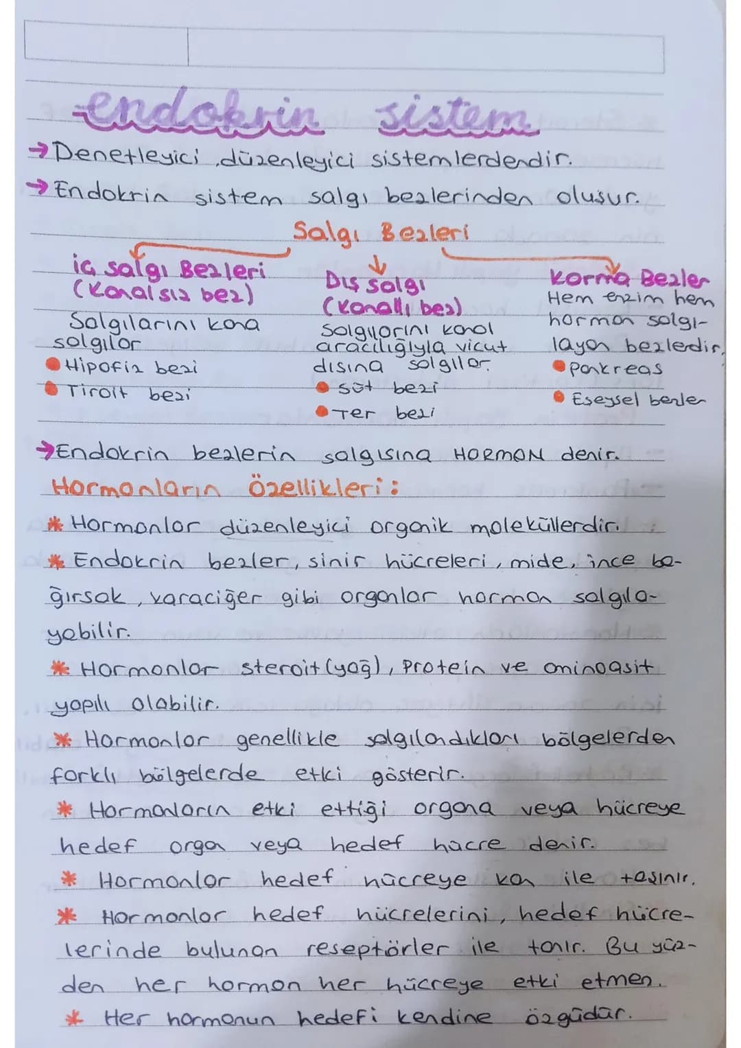 # endokrin sistem

Denetleyici düzenleyici sistemlerdendir.

Endokrin sistem salgı bezlerinden oluşur.

## Salgı Bezleri

ia salgı Bezleri
(