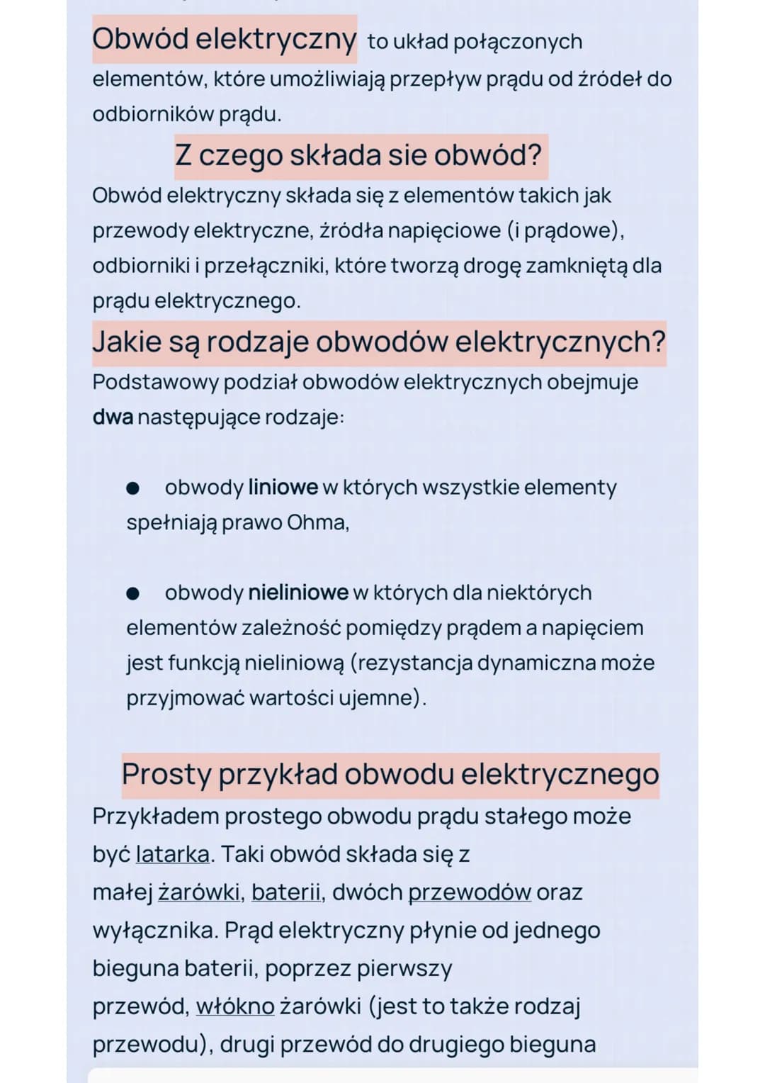 Obwód elektryczny to układ połączonych
elementów, które umożliwiają przepływ prądu od źródeł do
odbiorników prądu.

Z czego składa sie obwód