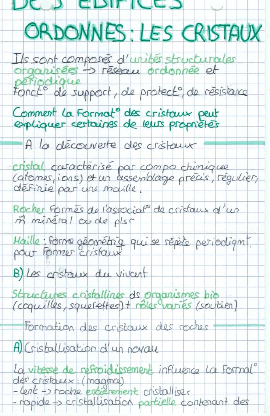 # ORDONNES: LES CRISTAUX

Ils sont composés d'urités structurales
organisées réseau ordonnée et
periodique
Fonct de support, de protect, de 