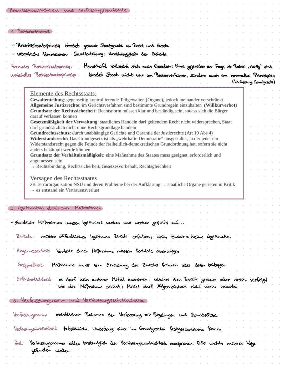 Politik und Wirtschaft, LK / # Q1.1 Verfassung und Verfassungswirklichkeit:

- Rechtsstaatlichkeit und Verfassungskonflikte
- Grundrechte un