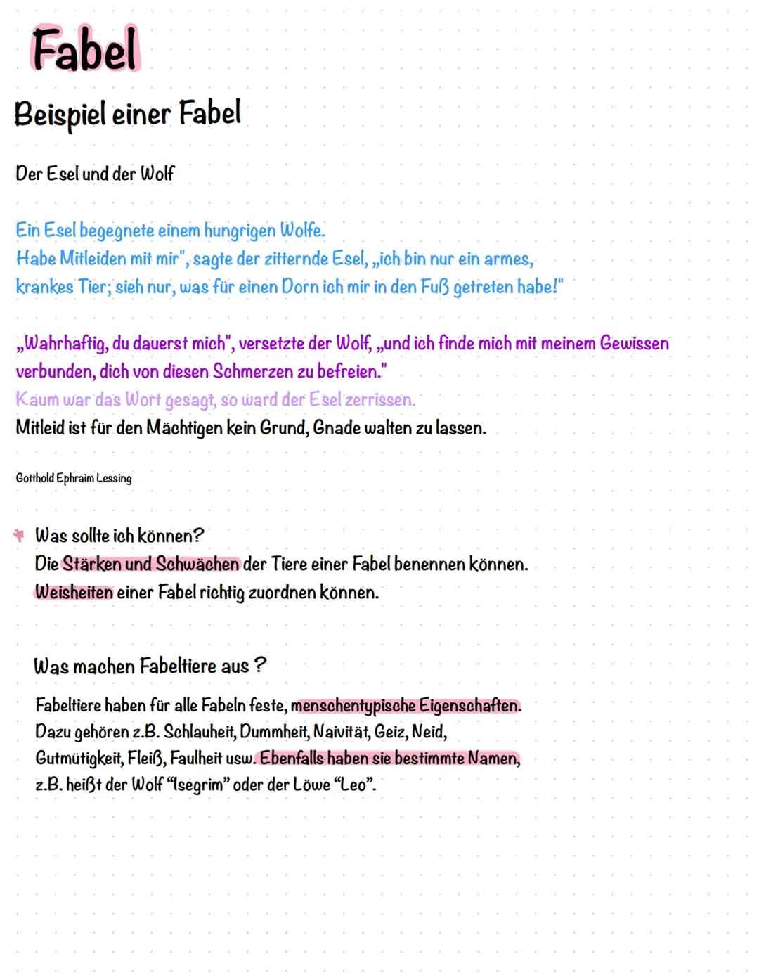 # Fabel

• Was ist eine Fabel?

Fabeln sind kurze Erzählungen, in denen Tiere mit menschlichen Eigenschaften die Hauptrolle spielen. In
Fabe