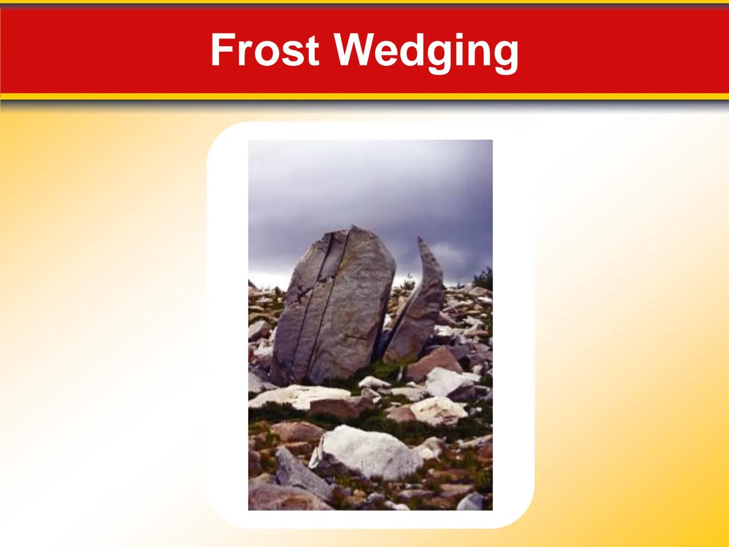 Chapter Weathering, Soil, and
5 Mass Movements # 5.1 Weathering

## Mechanical Weathering

*   Mechanical weathering occurs when
physical fo