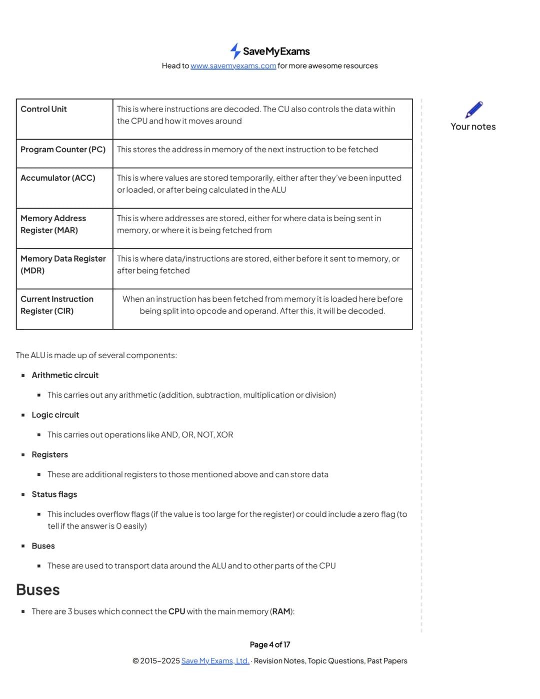 # Save My Exams
Head to www.savemyexams.com for more awesome resources

# OCR A Level Computer Science

## 1.1 Structure & Function of the P