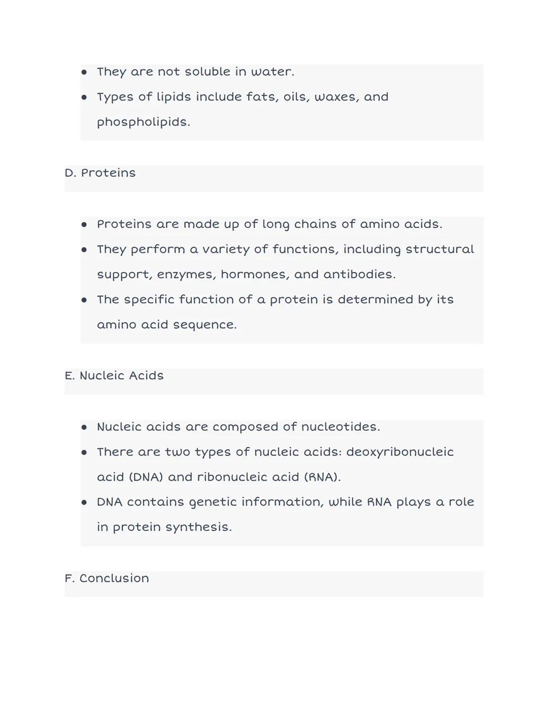 # 1.3 Introduction to Biological

# Macromolecules

| Nucleic Acid | Carbohydrate | Lipid | Protein |
|---|---|---|---|
|![Nucleic Acid](nul