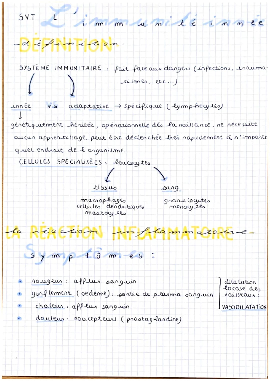 SVT
L'
imm
unité immée
-définition
SYSTEME IMMUNITAIRE fait face aux dangers (infections, Inauma


asmes, etc...)
innee VS adaptative spécif