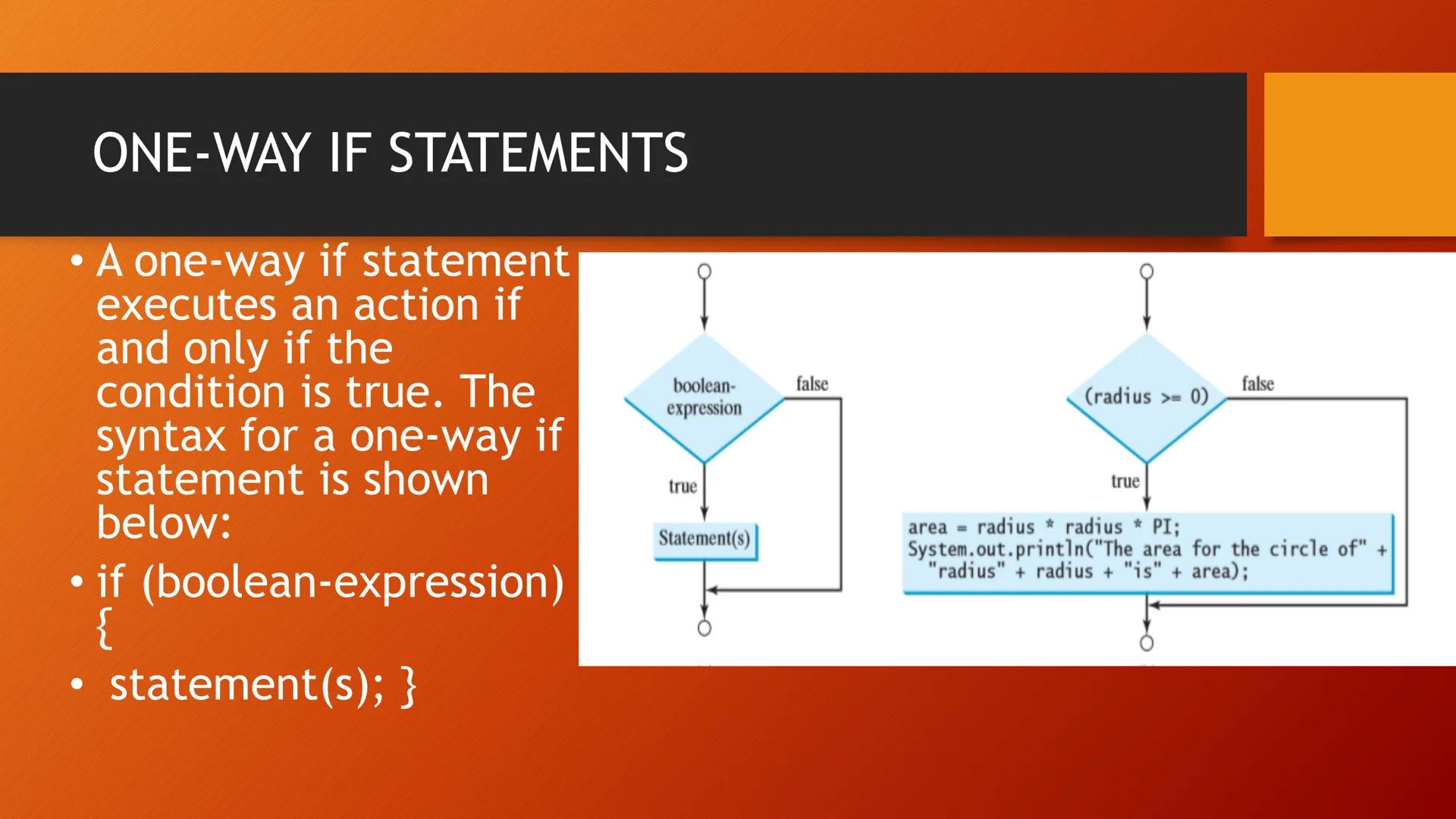 SELECTIONS BOOLEAN DATA TYPE

• A variable that holds a Boolean value is known as a Boolean
variable. The Boolean data type is used to decla