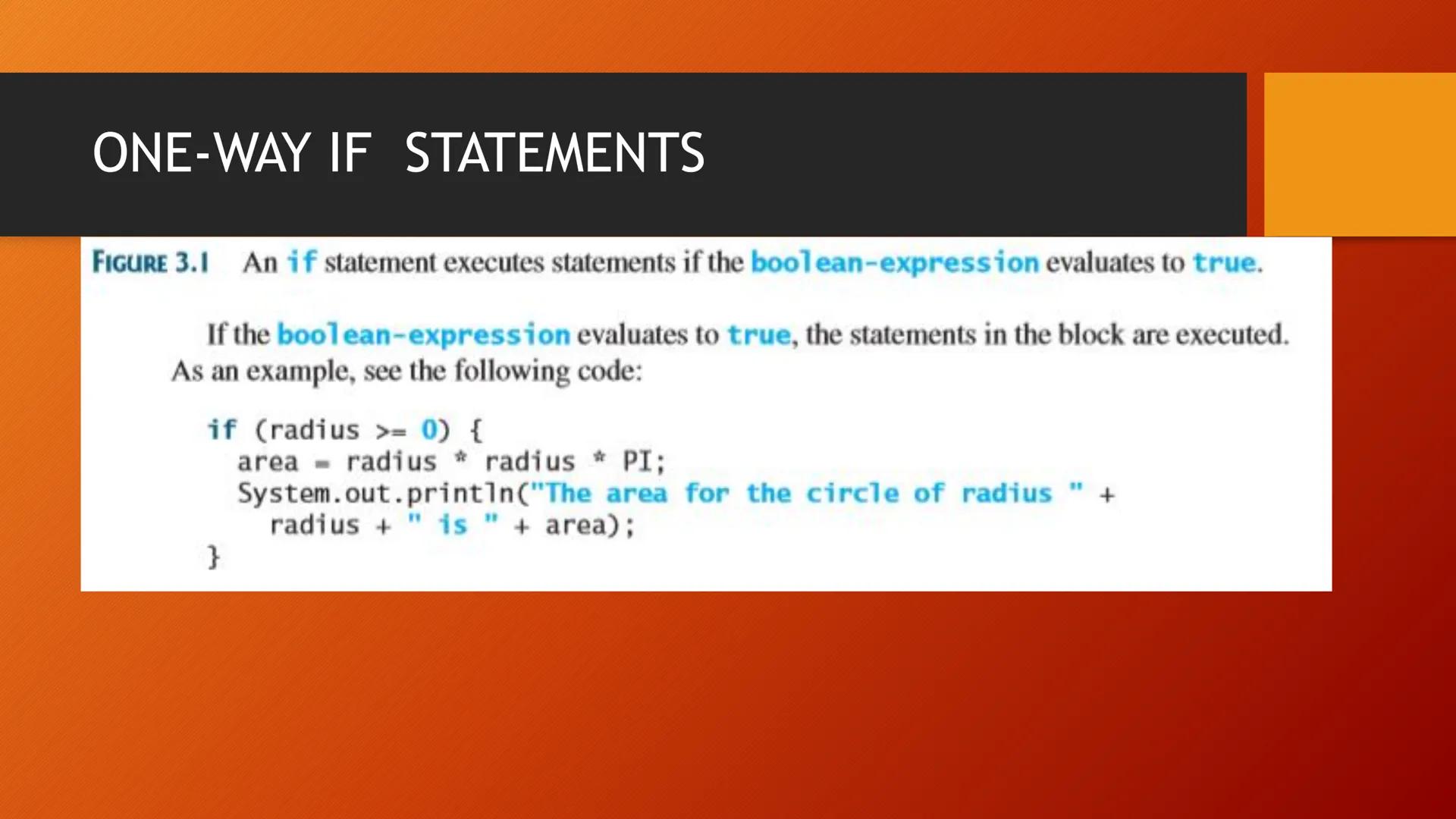 SELECTIONS BOOLEAN DATA TYPE

• A variable that holds a Boolean value is known as a Boolean
variable. The Boolean data type is used to decla